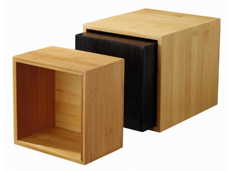 Grand cube en bambou naturel 17 x 17 cm - Haut : 20 cm 