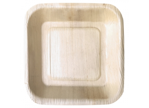 25 assiettes carrées écologiques en palmier 24 x 24 cm (Grande)