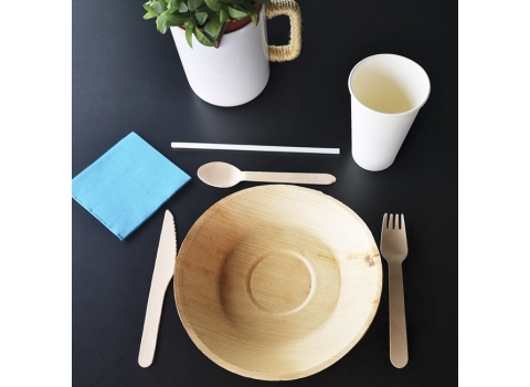 25 assiettes rondes écologiques en palmier Ø 20 cm