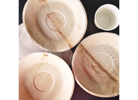 25 assiettes rondes écologiques en palmier Ø 20 cm