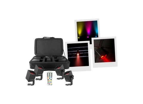Pack de 4 Projecteurs LED 10w Multicolore sur batterie 