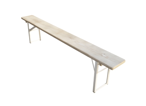 Banc en bois blanc vieilli 220 x 25 cm - 4 invités