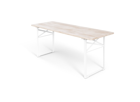 Table en Bois Blanc Vieilli 220 x 70 cm (Table seule) - 8 à 10 invités