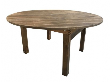 Table de réception RONDE Vintage en Bois :  Diamètre 153 cm (8 invités)