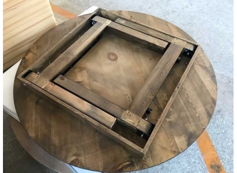 Table de réception RONDE Vintage en Bois :  Diamètre 153 cm (8 invités)