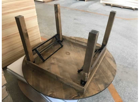 Table de réception RONDE Vintage en Bois :  Diamètre 153 cm (8 invités)