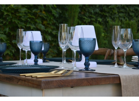 Verres en cristal taillé Bleu 