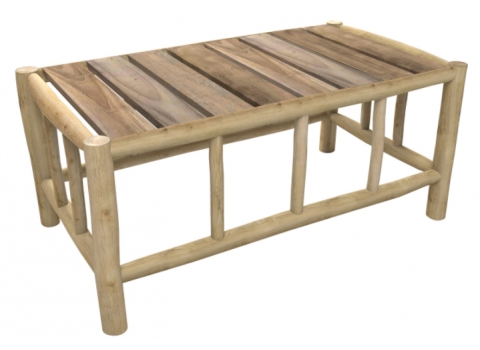 Table basse de jardin en teck L 60 x P 90 x H 48 cm