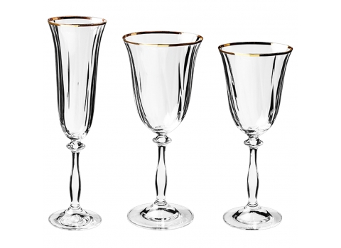 Verre à vin en cristal taillé Filet Or 25 cl