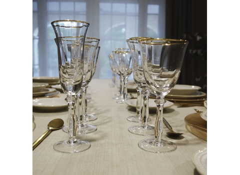 Verre à eau en cristal taillé Filet Or 35 cl