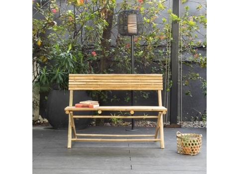Banc pliant avec dossier en bambou naturel 