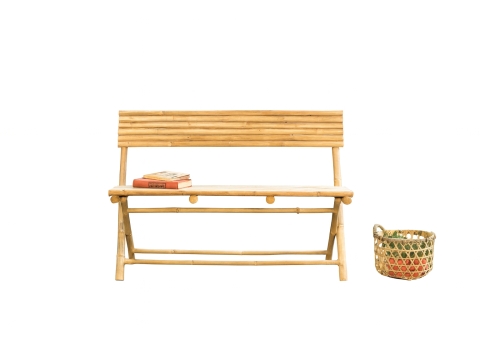 Banc pliant avec dossier en bambou naturel 