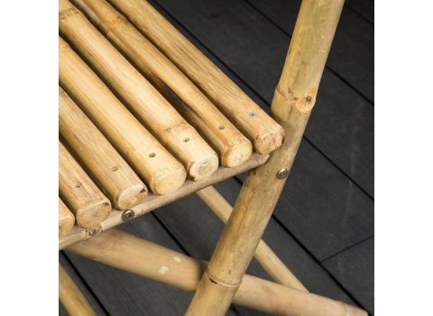 Banc pliant avec dossier en bambou naturel 
