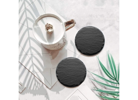Support ardoise rond  Ø 10 cm pour bougie / verre 