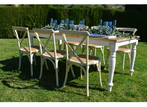 Chaise Bistrot Vintage dos croisé en Bois 