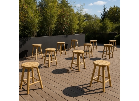 Tabouret trépied en bambou naturel 