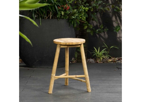 Tabouret trépied en bambou naturel 