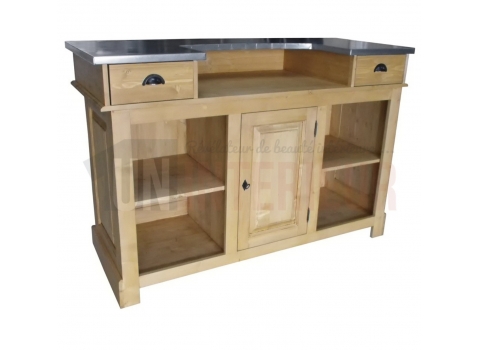 Meuble BAR en Pin Massif et Zinc - 160 cm
