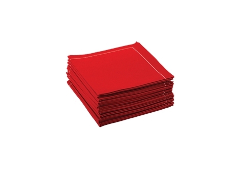 25 Mini serviettes cocktail Rouges en coton