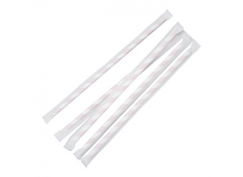 250 pailles en papier à rayures rouges 21 cm (emballées individuellement)