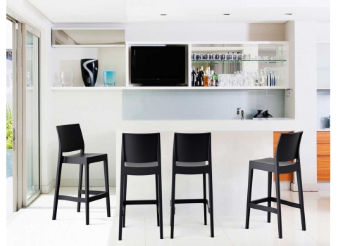 Chaise de Bar NOVA Noire avec dossier 