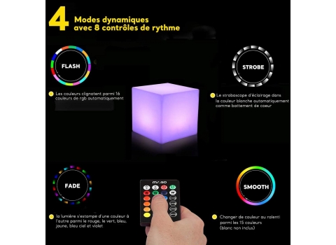 Cube lumineux 16 couleurs sur batterie 20 cm 
