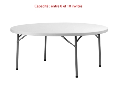 Pack Table ronde Ø 152 cm + nappe ronde UNIE Blanche 280 cm