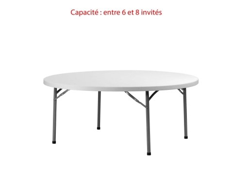 Pack Table ronde Ø 122 cm + Nappe ronde UNIE Blanche 240 cm