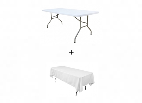 Pack Table rectangulaire 1m83 x 0,76m + nappe UNIE 1,7 x 3m 