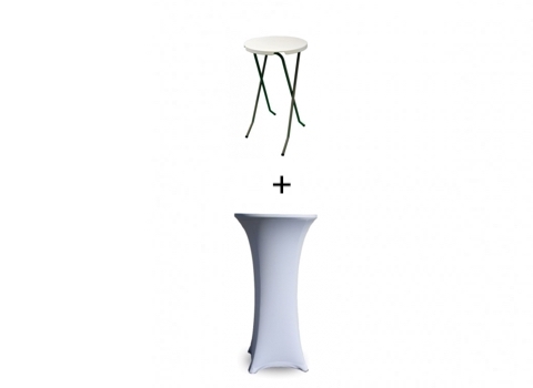 Pack Table Mange-Debout Ø 60 cm + Housse extensible Blanche 
