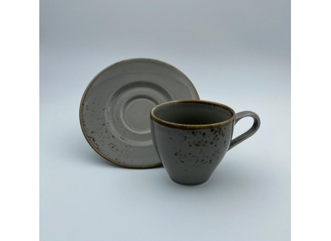Tasse à café en grès 12 cl + Soucoupe 