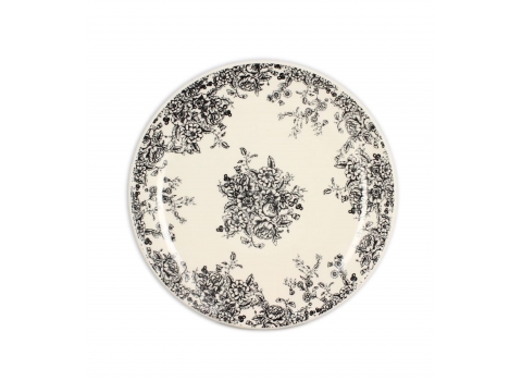 Assiette à dessert Flowers Vintage en grès décor noir Ø20,5 cm 