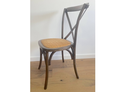 Chaise Bistrot Vintage dos croisé en Bois Vernis Foncé