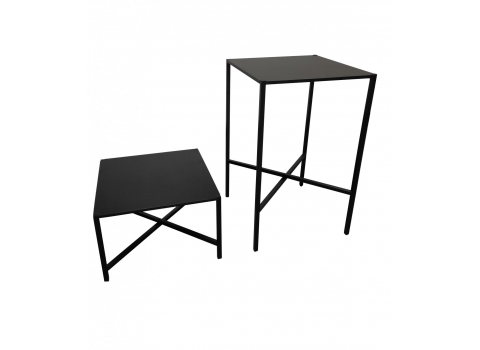 Table Basse Noire en Métal + Plateau en Métal Noir (Hauteur 45 cm)