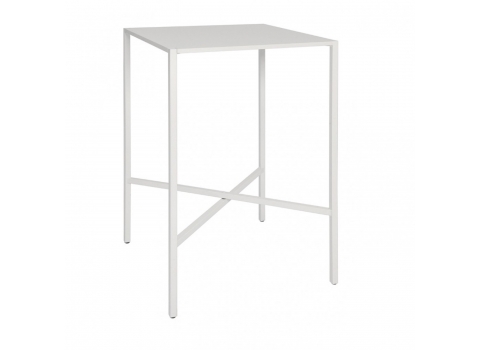 Mange-debout carré en Blanc : 69 x 69 cm avec plateau Métal Blanc 