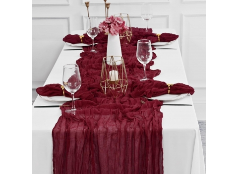 Chemin de Table en Gaze Etamine 300x90 cm - Bordeaux