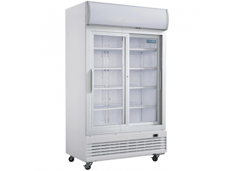 Réfrigérateur 2 portes coulissantes vitrées 950 litres avec Caisson Lumineux - 500W