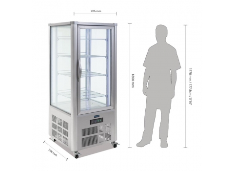 Vitrine panoramique 4 faces vitrées 400 litres - 280W