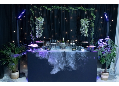 Pack Grand Buffet CUBE 200 x 80 - Haut. 90 cm + ARCHE Noire + Housse Noire 
