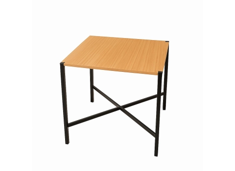 Table de terrasse Noire 69 x 69 cm + Plateau en Bambou Massif (Hauteur 74 cm)