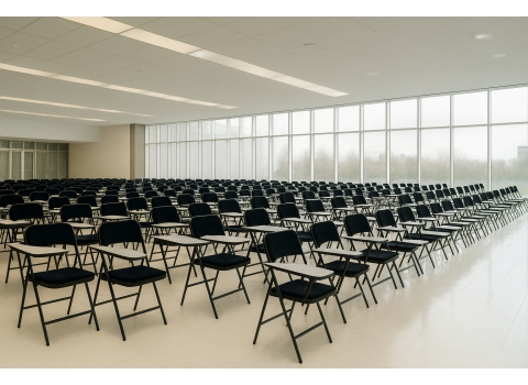 Chaise de conférence en velours noir + Tablette écritoire