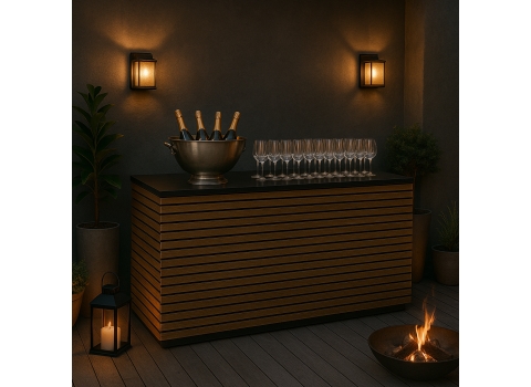 Table Buffet Lattes SCALL Noire 200x90cm 
