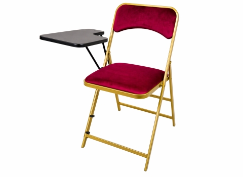 Chaise pliante PRO Velours Rouge + Tablette écritoire