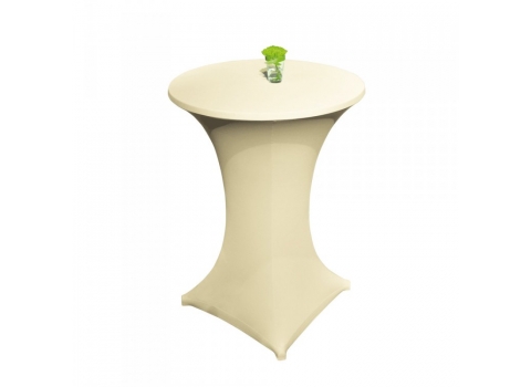Housse extensible Crème pour table mange-debout  Ø 60 cm