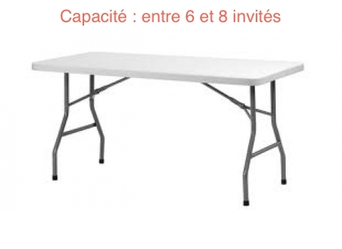 Table rectangulaire - 183 cm x 76 cm (6 à 8 invités)