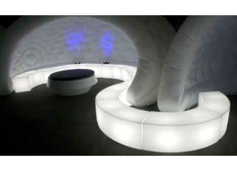 Banc arrondi lumineux sans fil