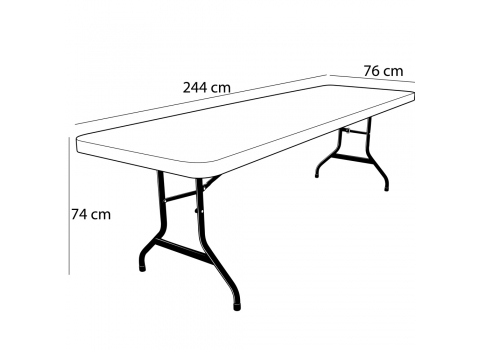 Table rectangulaire - 244 cm x 76 cm (8 à 10 invités)