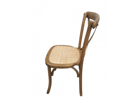 Chaise Bistrot Vintage dos croisé en Bois Vernis