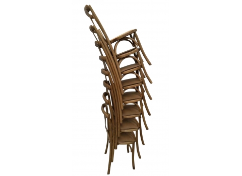 Chaise Bistrot Vintage dos croisé en Bois Vernis