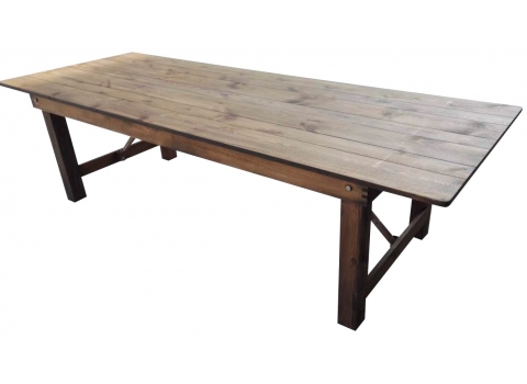 Table de réception rectangulaire Vintage en Bois :  213 cm x 102 cm (8 à 10 invités)